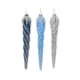Decoris Glass Ornament with Sequins 24cm - Shades of Blue (3 Assorted)